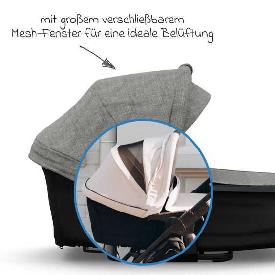 TFK Kombi-Kinderwagen Mono 4 Luftreifen mit neuer Bremse, Kombi-Einheit (Babywanne+Sitz) mit Liegeposition & XXL Zubehörpaket - Premium Grau