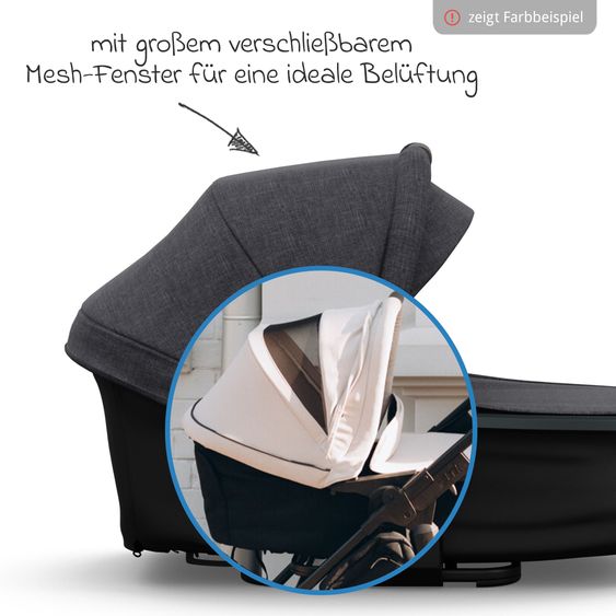 TFK Kombi-Kinderwagen Mono 4 Luftreifen inkl. Kombi-Einheit (Babywanne+Sitz) mit Liegeposition & XXL Zubehörpaket - Premium Schwarz