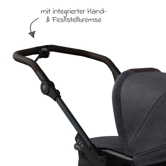 TFK Kombi-Kinderwagen Mono 4 Luftreifen inkl. Kombi-Einheit (Babywanne+Sitz) mit Liegeposition & XXL Zubehörpaket - Premium Schwarz