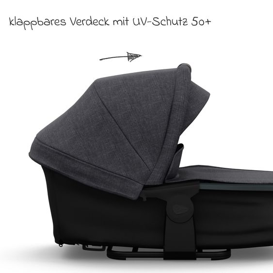 TFK Kombi-Kinderwagen Mono 4 Luftreifen inkl. Kombi-Einheit (Babywanne+Sitz) mit Liegeposition & XXL Zubehörpaket - Premium Schwarz