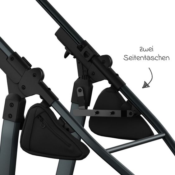 TFK Kombi-Kinderwagen Mono 4 Luftreifen mit neuer Bremse, Kombi-Einheit (Babywanne+Sitz), Liegeposition & XXL Zubehörpaket - Olive