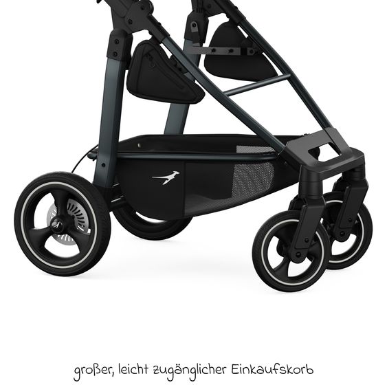 TFK Kombi-Kinderwagen Mono 4 Luftreifen mit neuer Bremse, Kombi-Einheit (Babywanne+Sitz), Liegeposition & XXL Zubehörpaket - Sand