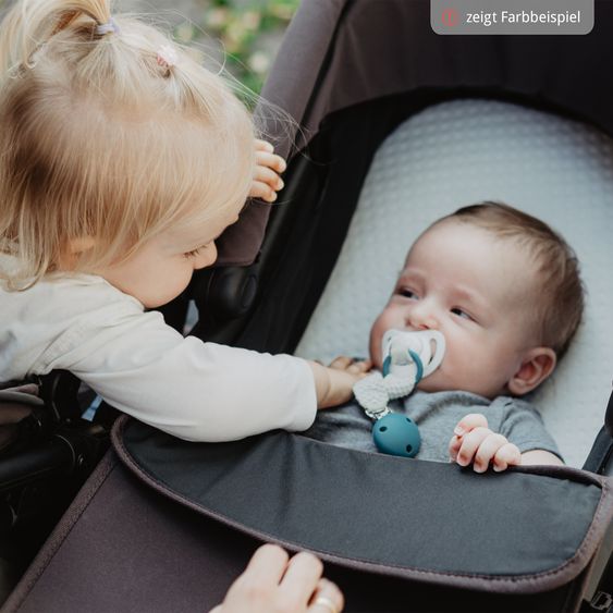 TFK Kombi-Kinderwagen Mono 4 Luftreifen mit neuer Bremse, Kombi-Einheit (Babywanne+Sitz), Liegeposition & XXL Zubehörpaket - Schwarz
