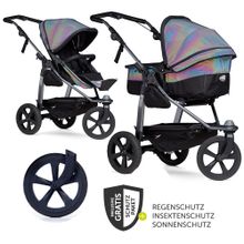 Combi stroller Mono with air chamber tires - incl. combi unit (baby bath + seat) and XXL Zamboo accessories package - Glow