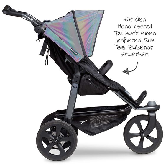 TFK Kombi-Kinderwagen Mono mit Luftkammerreifen - inkl. Kombi-Einheit (Babywanne + Sitz) und XXL-Zamboo Zubehörpaket - Glow