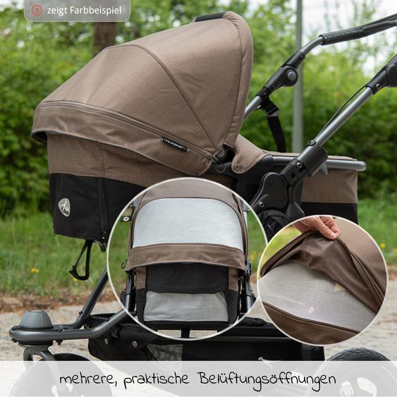 TFK Kombi-Kinderwagen Mono mit Luftkammerreifen - inkl. Kombi-Einheit (Babywanne + Sitz) und XXL-Zamboo Zubehörpaket - Glow