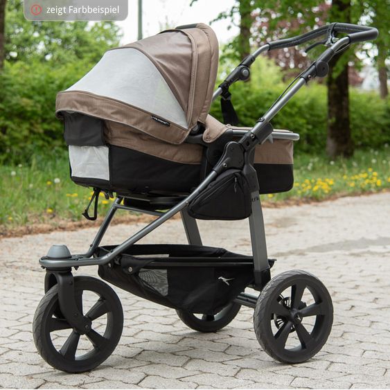 TFK Kombi-Kinderwagen Mono mit Luftkammerreifen - inkl. Kombi-Einheit (Babywanne + Sitz) und XXL-Zamboo Zubehörpaket - Glow