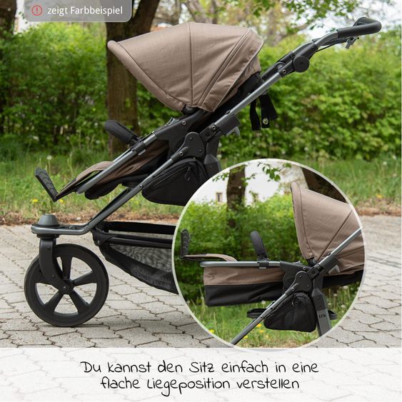 TFK Kombi-Kinderwagen Mono mit Luftkammerreifen - inkl. Kombi-Einheit (Babywanne + Sitz) und XXL-Zamboo Zubehörpaket - Glow