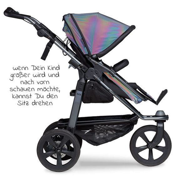 TFK Kombi-Kinderwagen Mono mit Luftkammerreifen - inkl. Kombi-Einheit (Babywanne + Sitz) und XXL-Zamboo Zubehörpaket - Glow