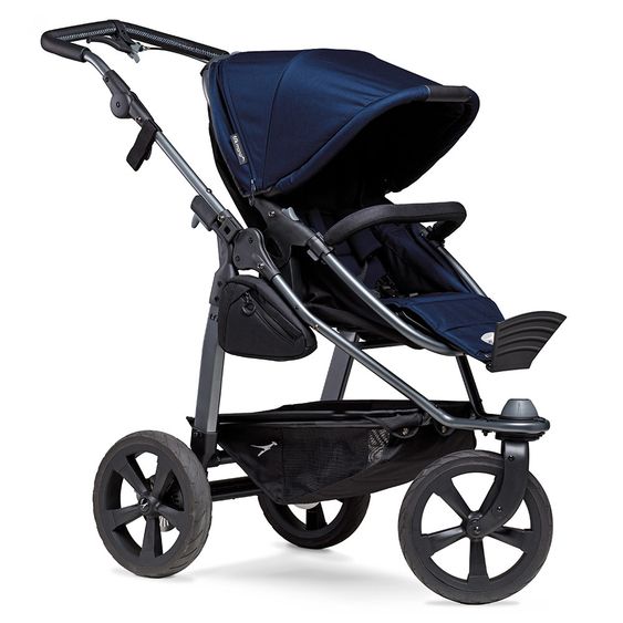 TFK Kombi-Kinderwagen Mono mit Luftkammerreifen - inkl. Kombi-Einheit (Babywanne+Sitz) und XXL-Zamboo Zubehörpaket - Marine
