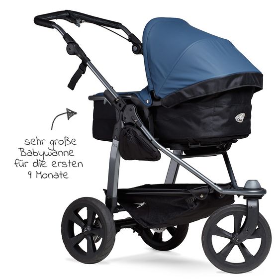 TFK Kombi-Kinderwagen Mono mit Luftkammerreifen - inkl. Kombi-Einheit (Babywanne+Sitz) + XXL-Zamboo Zubehör - Antiseptisch