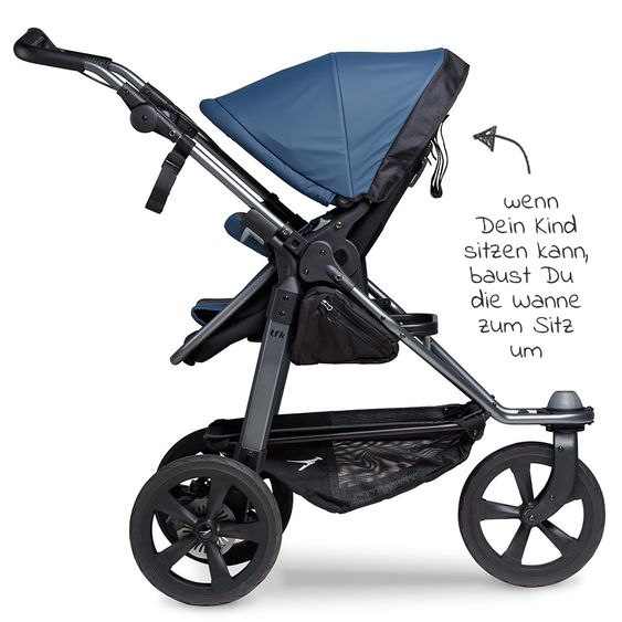TFK Kombi-Kinderwagen Mono mit Luftkammerreifen - inkl. Kombi-Einheit (Babywanne+Sitz) + XXL-Zamboo Zubehör - Antiseptisch