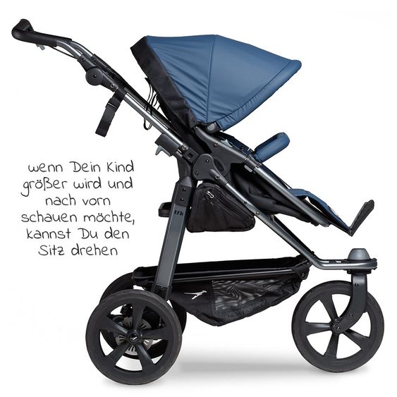 TFK Kombi-Kinderwagen Mono mit Luftkammerreifen - inkl. Kombi-Einheit (Babywanne+Sitz) + XXL-Zamboo Zubehör - Antiseptisch