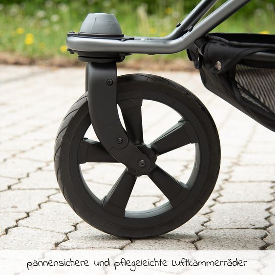 TFK Kombi-Kinderwagen Mono mit Luftkammerreifen - inkl. Kombi-Einheit (Babywanne+Sitz) + XXL-Zamboo Zubehörpaket - Anthrazit