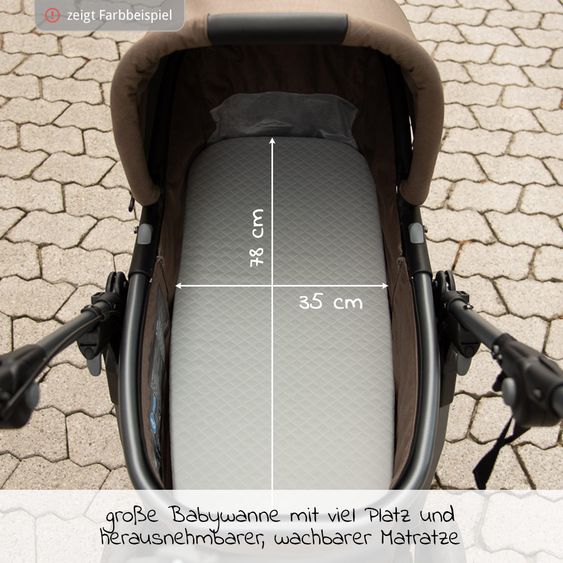 TFK Kombi-Kinderwagen Mono mit Luftkammerreifen - inkl. Kombi-Einheit (Babywanne+Sitz) + XXL-Zamboo Zubehörpaket - Anthrazit