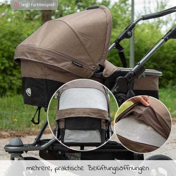 TFK Kombi-Kinderwagen Mono mit Luftkammerreifen - inkl. Kombi-Einheit (Babywanne+Sitz) + XXL-Zamboo Zubehörpaket - Anthrazit