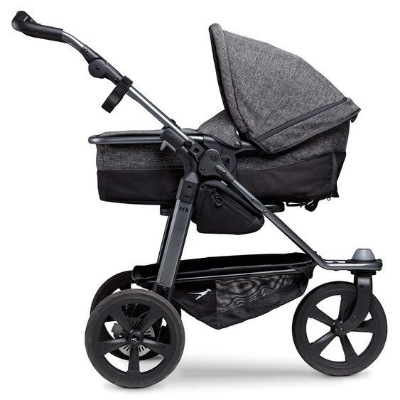 TFK Kombi-Kinderwagen Mono mit Luftkammerreifen - inkl. Kombi-Einheit (Babywanne+Sitz) + XXL-Zamboo Zubehörpaket - Anthrazit