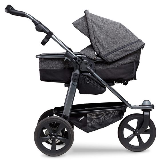 TFK Kombi-Kinderwagen Mono mit Luftkammerreifen - inkl. Kombi-Einheit (Babywanne+Sitz) + XXL-Zamboo Zubehörpaket - Anthrazit