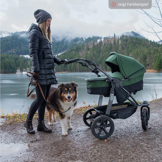 TFK Passeggino combinato Mono con pneumatici a camera d'aria - incl. unità combinata (navicella + seduta) + pacchetto accessori XXL Zamboo - Olive