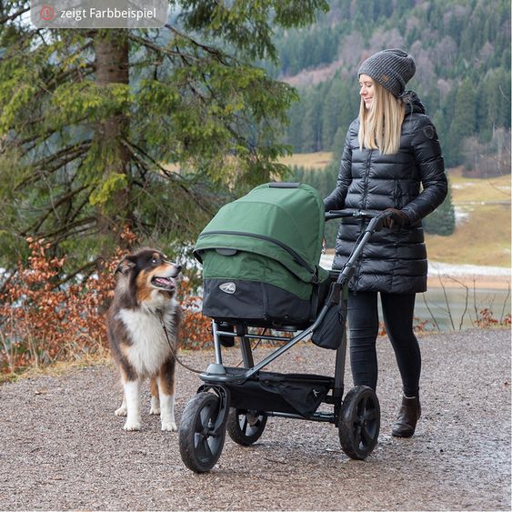TFK Passeggino combinato Mono con pneumatici a camera d'aria - incl. unità combinata (navicella + seduta) + pacchetto accessori XXL Zamboo - Olive