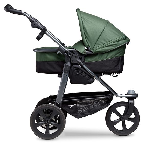 TFK Passeggino combinato Mono con pneumatici a camera d'aria - incl. unità combinata (navicella + seduta) + pacchetto accessori XXL Zamboo - Olive
