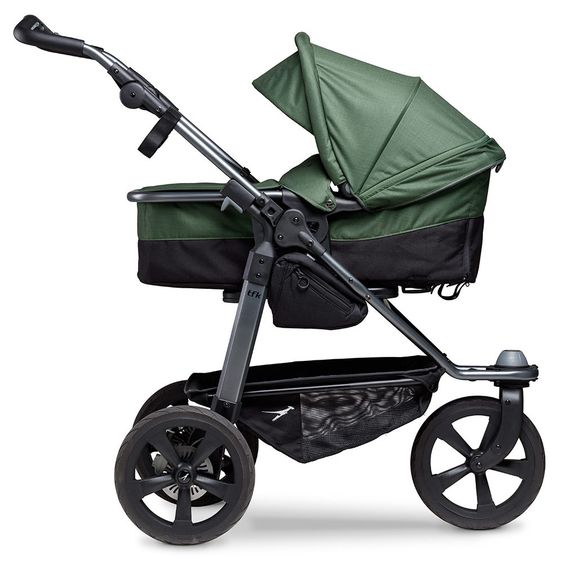 TFK Passeggino combinato Mono con pneumatici a camera d'aria - incl. unità combinata (navicella + seduta) + pacchetto accessori XXL Zamboo - Olive