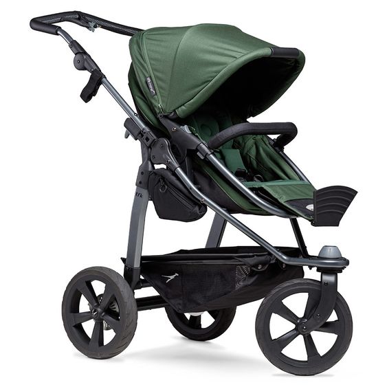 TFK Passeggino combinato Mono con pneumatici a camera d'aria - incl. unità combinata (navicella + seduta) + pacchetto accessori XXL Zamboo - Olive