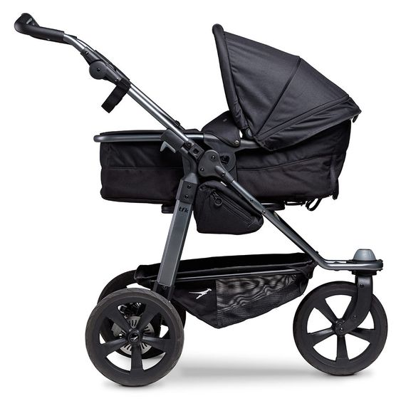 TFK Passeggino combinato Mono con pneumatici a camera d'aria - incl. unità combinata (navicella + seduta) + pacchetto accessori XXL Zamboo - nero