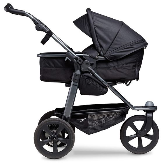 TFK Passeggino combinato Mono con pneumatici a camera d'aria - incl. unità combinata (navicella + seduta) + pacchetto accessori XXL Zamboo - nero