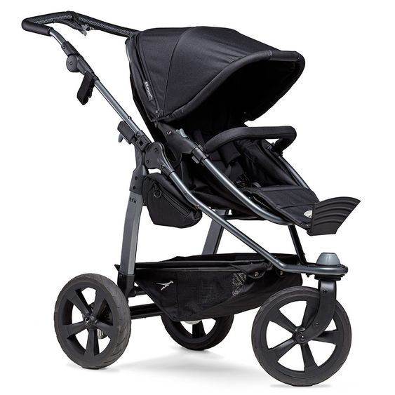 TFK Passeggino combinato Mono con pneumatici a camera d'aria - incl. unità combinata (navicella + seduta) + pacchetto accessori XXL Zamboo - nero