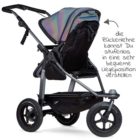 TFK Kombi-Kinderwagen Mono mit Luftreifen - inkl. Kombi-Einheit (Babywanne + Sitz) und XXL-Zamboo Zubehörpaket - Glow