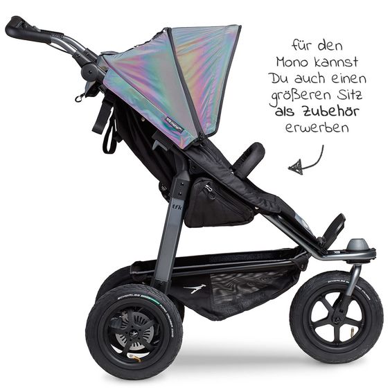 TFK Kombi-Kinderwagen Mono mit Luftreifen - inkl. Kombi-Einheit (Babywanne + Sitz) und XXL-Zamboo Zubehörpaket - Glow