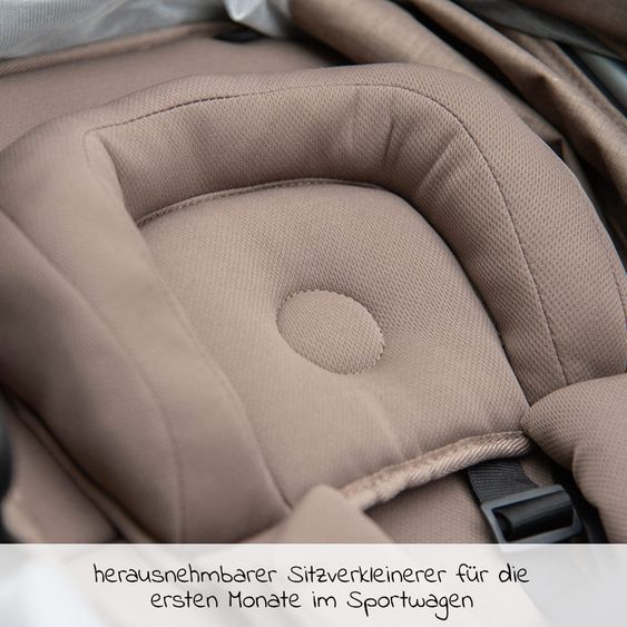 TFK Kombi-Kinderwagen Mono mit Luftreifen - inkl. Kombi-Einheit (Babywanne + Sitz) und XXL-Zamboo Zubehörpaket - Glow