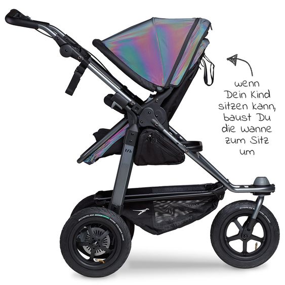 TFK Kombi-Kinderwagen Mono mit Luftreifen - inkl. Kombi-Einheit (Babywanne + Sitz) und XXL-Zamboo Zubehörpaket - Glow