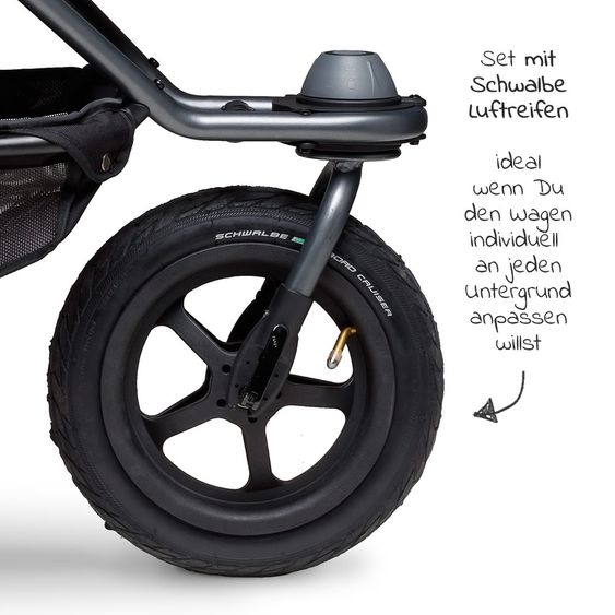 TFK Kombi-Kinderwagen Mono mit Luftreifen - inkl. Kombi-Einheit (Babywanne + Sitz) und XXL-Zamboo Zubehörpaket - Marine