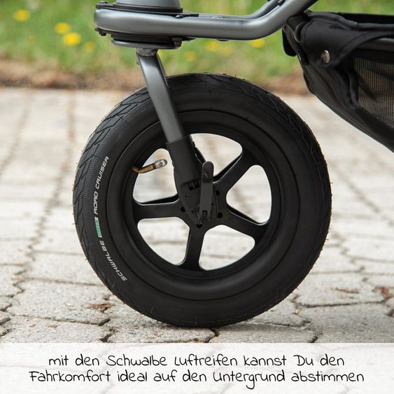 TFK Kombi-Kinderwagen Mono mit Luftreifen - inkl. Kombi-Einheit (Babywanne + Sitz) und XXL-Zamboo Zubehörpaket - Marine