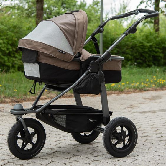 TFK Kombi-Kinderwagen Mono mit Luftreifen - inkl. Kombi-Einheit (Babywanne + Sitz) und XXL-Zamboo Zubehörpaket - Marine