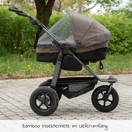 TFK Kombi-Kinderwagen Mono mit Luftreifen - inkl. Kombi-Einheit (Babywanne + Sitz) und XXL-Zamboo Zubehörpaket - Marine