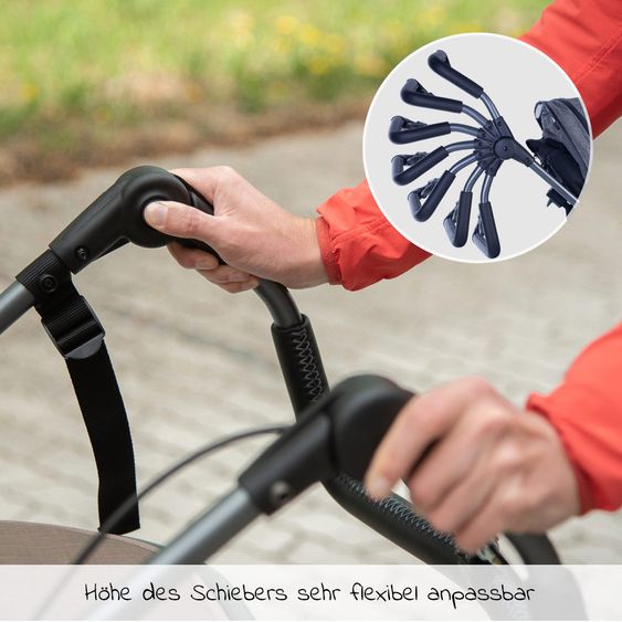 TFK Kombi-Kinderwagen Mono mit Luftreifen - inkl. Kombi-Einheit (Babywanne + Sitz) und XXL-Zamboo Zubehörpaket - Marine