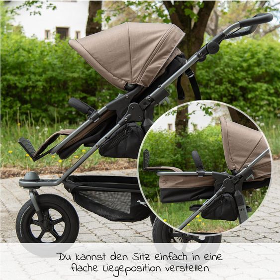 TFK Kombi-Kinderwagen Mono mit Luftreifen - inkl. Kombi-Einheit (Babywanne + Sitz) und XXL-Zamboo Zubehörpaket - Marine