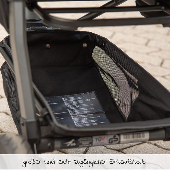 TFK Kombi-Kinderwagen Mono mit Luftreifen - inkl. Kombi-Einheit (Babywanne + Sitz) und XXL-Zamboo Zubehörpaket - Marine