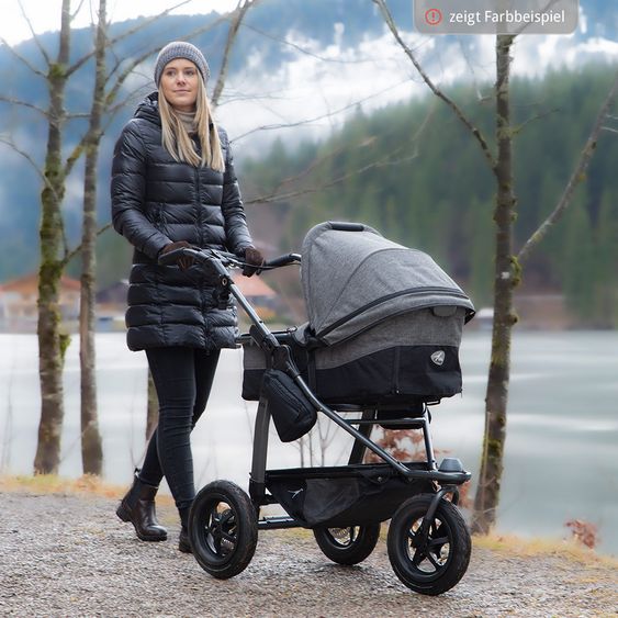 TFK Kombi-Kinderwagen Mono mit Luftreifen - inkl. Kombi-Einheit (Babywanne + Sitz) und XXL-Zamboo Zubehörpaket - Marine