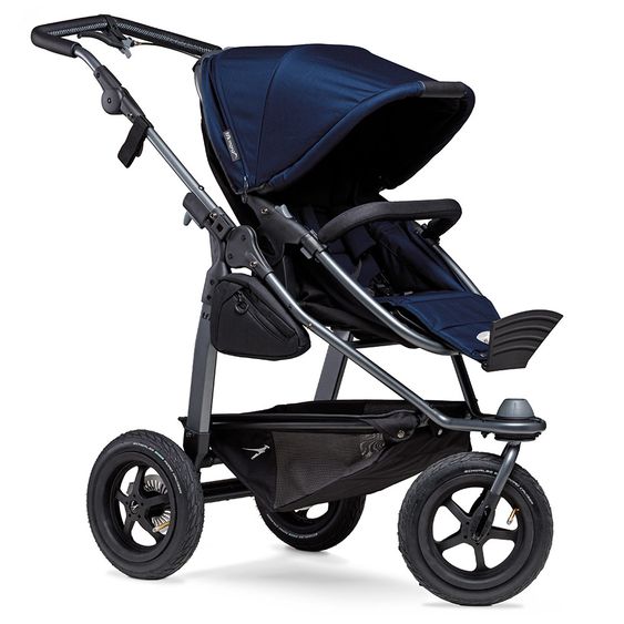 TFK Kombi-Kinderwagen Mono mit Luftreifen - inkl. Kombi-Einheit (Babywanne + Sitz) und XXL-Zamboo Zubehörpaket - Marine