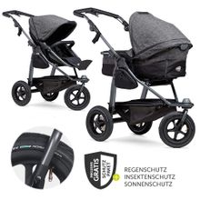 Passeggino combinato Mono con pneumatici - incl. unità combinata (navicella + seduta) + pacchetto accessori XXL Zamboo - antracite