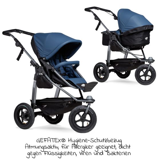 TFK Passeggino combinato Mono con pneumatici - incl. unità combinata (navicella + seduta) + pacchetto accessori XXL Zamboo - antisettico