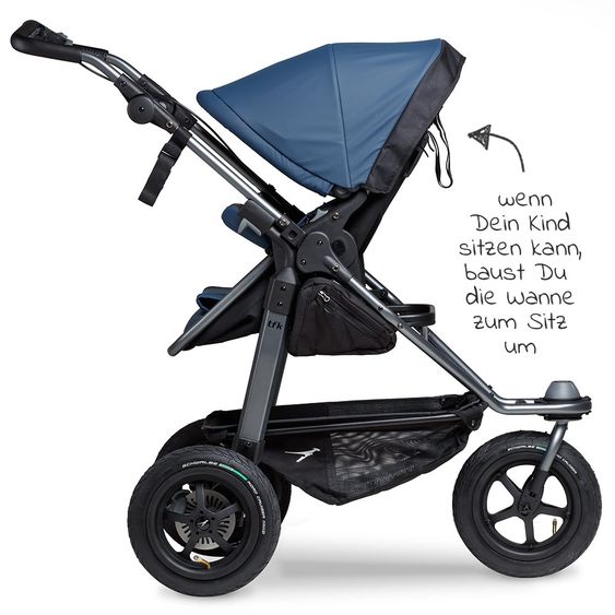 TFK Passeggino combinato Mono con pneumatici - incl. unità combinata (navicella + seduta) + pacchetto accessori XXL Zamboo - antisettico