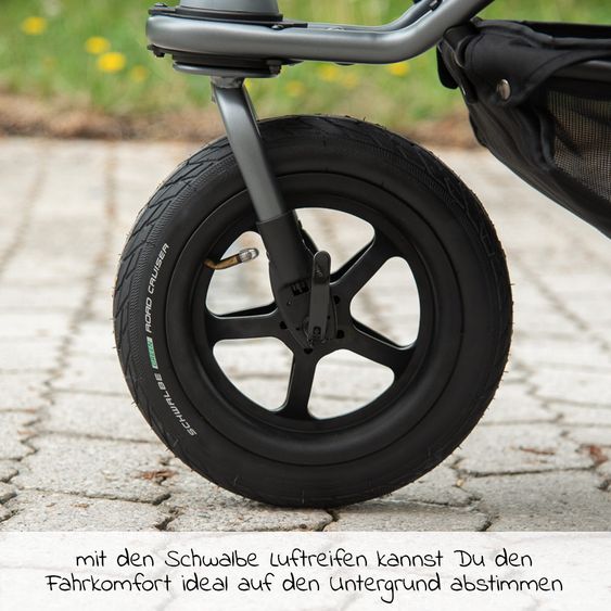 TFK Kombi-Kinderwagen Mono mit Luftreifen - inkl. Kombi-Einheit (Babywanne + Sitz) + XXL-Zamboo Zubehörpaket - Grau