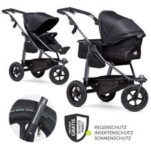 Passeggino combinato Mono con pneumatici - incluso il gruppo combinato (navicella + seduta) + pacchetto accessori XXL Zamboo - Nero
