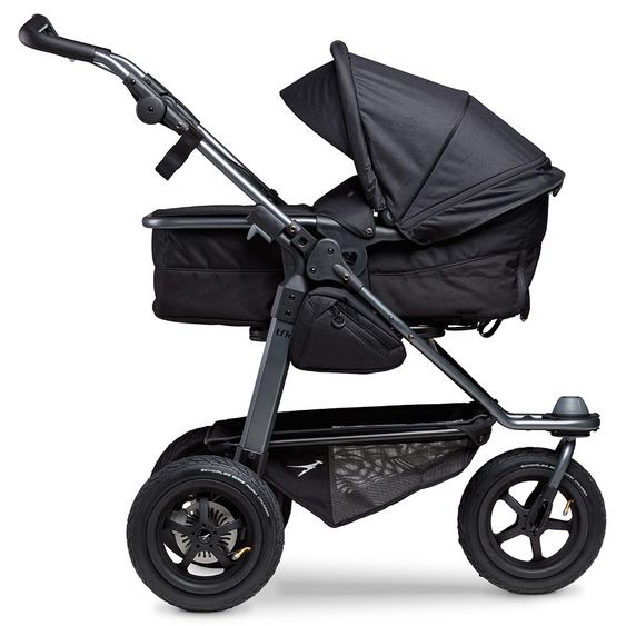 TFK Kombi-Kinderwagen Mono mit Luftreifen - inkl. Kombi-Einheit (Babywanne + Sitz) + XXL-Zamboo Zubehörpaket - Schwarz