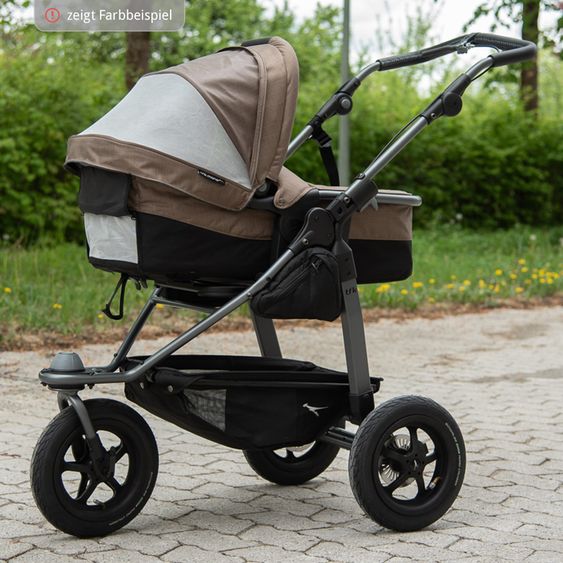TFK Kombi-Kinderwagen Mono mit Luftreifen, Kombi-Einheit, Babyschale Cabriofix, Isofix-Basis & XXL-Zamboo Zubehör - Olive
